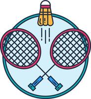 sport distintivo attraversato tennis racchette per badminton vettore