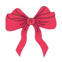 mano disegnato seta arco. tessile rosso arco, vacanze regalo scatole nastro decorazione piatto vettore illustrazione. rosso arco su bianca sfondo