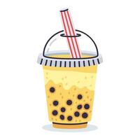 bolla latte tè. mano disegnato Taiwan latte tè tazza, tapioca perle boba Tè, delizioso morbido bevanda tazza vettore illustrazione su bianca sfondo