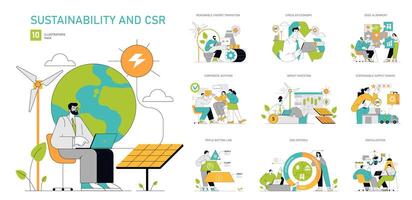 sostenibilità e csr vettore illustrazione