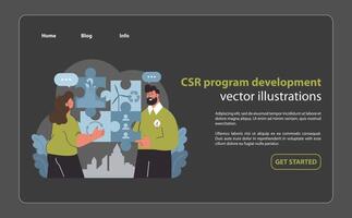 csr strategia montaggio visivo. collaborativo modellare di aziendale etica. vettore