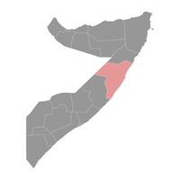 mudug regione carta geografica, amministrativo divisione di Somalia. vettore illustrazione.