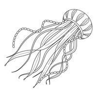 Medusa linea arte vettore illustrazione. nero e bianca schema Medusa colorazione pagina per bambini e adulti. pagina per rilassamento e meditazione. vettore illustrazione