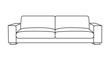 divano schema icona. linea arte illustrazione di divano. moderno sala, mobilia nel scandinavo stile per casa interno. lineare vettore illustrazione isolato su bianca sfondo.