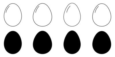 schema silhouette vario uova icona impostato isolato su bianca sfondo vettore