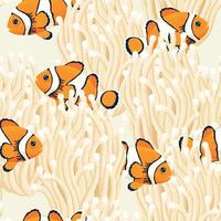 clown pesce e bianca anemone vettore senza soluzione di continuità modello