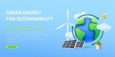 verde rinnovabile energia fonti per sostenibilità illustrazione vettore