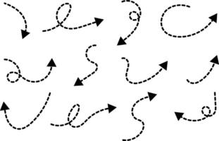 tratteggiata Linee frecce impostare. vettore illustrazione