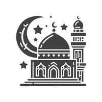 icona elementi per un islamico tema, con un' lusso stile, monocromo, piatto, nero e bianca vettore