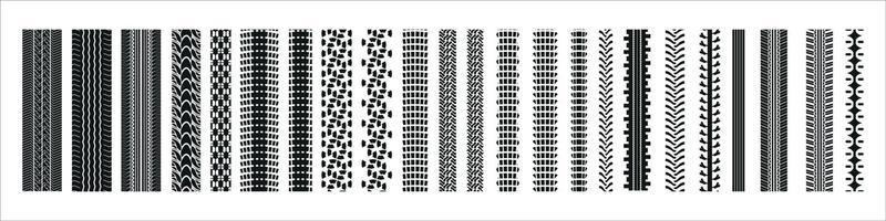 impronte di pneumatici, tracce di pneumatici per auto segni vettoriali isolati