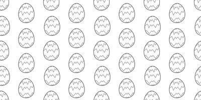 tradizionale nero sagomato Pasqua uova senza soluzione di continuità scarabocchio modello isolato su bianca sfondo. semplice monocromatico mano disegnato schema illustrazione. Perfetto per sfondo o tessuto vettore