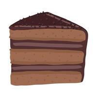 pezzo di cioccolato torta dolce. mano disegnato vettore illustrazione nel piatto stile. singolo scarabocchio di dolce cibo. cartone animato clipart isolato su bianca sfondo.