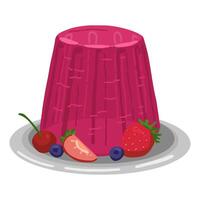 gelatina dolce con frutti di bosco. singolo scarabocchio di dolce cibo. mano disegnato vettore illustrazione nel piatto stile. cartone animato clipart isolato su bianca sfondo.