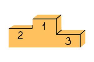 mano disegnato carino illustrazione di podio per aggiudicazione il vincitori. piatto vettore concorrenza o concorso campione nel scarabocchio stile. formazione scolastica o studia etichetta, icona. primo, secondo e terzo posto. isolato.
