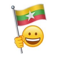 emoji con Myanmar bandiera grande dimensione di giallo emoji Sorridi vettore