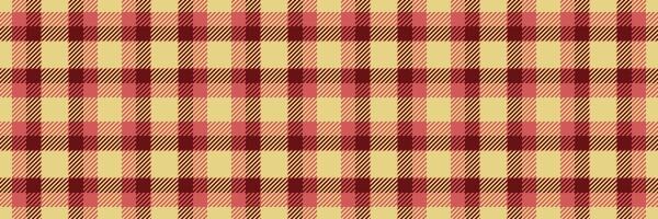 nostalgia tessile tessuto dai un'occhiata, stile modello struttura plaid. netto vettore sfondo senza soluzione di continuità tartan nel giallo e indiano rosso colori.