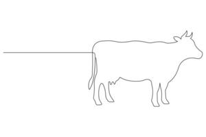 continuo uno linea arte disegno di mucca animale domestico animale concetto schema vettore illustrazione