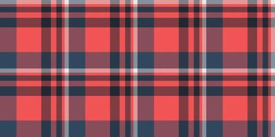 indossare senza soluzione di continuità tartan modello, produzione dai un'occhiata tessuto tessile. scacchi sfondo vettore plaid struttura nel rosso e ciano colori.