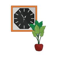 illustrazione di orologio con vaso vettore