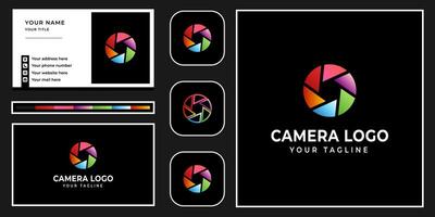 semplice telecamera logo design con attività commerciale carta vettore