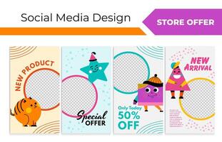 Rete storie design impostato con speciale offerte vettore