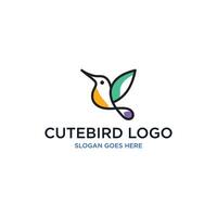 vettore linea arte di astratto colorato colibrì, colibri parete arte disegno, minimo uccello linea logo icona illustrazione isolato su bianca sfondo