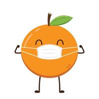 arancia indossare un' viso maschera. arancia personaggio design. arancia vettore su bianca sfondo.