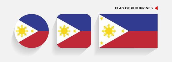 Filippine bandiere disposte nel il giro, piazza e rettangolare forme vettore