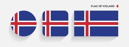 Islanda bandiere disposte nel il giro, piazza e rettangolare forme vettore
