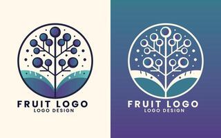 naturale biologico concetto albero foglia naturale cibo frutta logo design vettore modello