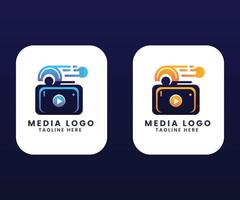 creativo multimedia giocare Audio video tv film cinema giocatore concetto vettore logo design modello