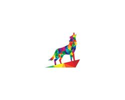 colorato lupo silhouette logo icona design cartello canino animale simbolo vettore illustrazione.