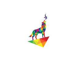 lupo silhouette colorato logo icona design lupo cartello animale simbolo vettore illustrazione.