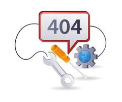 riparazione avvertimento errore codice 404, piatto isometrico 3d illustrazione vettore