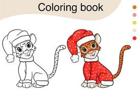 tigre. illustrazione in bianco e nero per un libro da colorare. il simbolo del nuovo anno secondo il calendario cinese. stile cartone animato vettoriale
