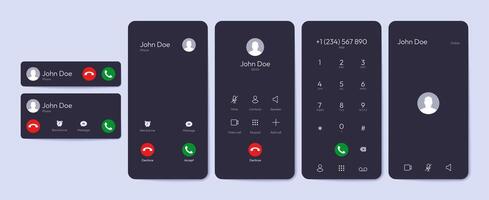arrivo chiamata ui elementi. smartphone copertura con accettare declino chiamata pulsanti, mobile Telefono schermo con testo Messaggio e chiamata icone. vettore piatto impostato