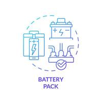 batteria imballare blu pendenza concetto icona. alto energia densità Conservazione dispositivo. portatile elettronica. il giro forma linea illustrazione. astratto idea. grafico design. facile per uso nel opuscolo, opuscolo vettore