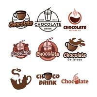 impostato di cioccolato bevanda logo icona concetto illustrazione vettore