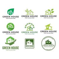 foglia e verde Casa logo modello impostato collezione isolato su bianca sfondo. vettore