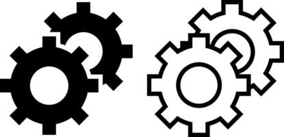 Ingranaggio ingegneria icona, cartello, o simbolo nel glifo e linea stile isolato su trasparente sfondo. vettore illustrazione