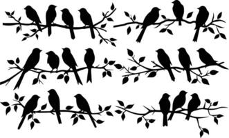 silhouette albero ramo uccello vettore azione Immagine