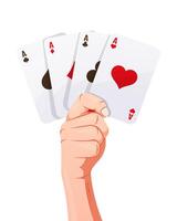 mano Tenere giocando carte vettore isolato su bianca sfondo.
