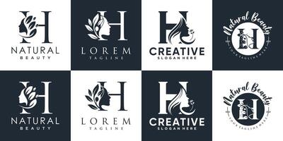 lettera logo h design collezione con natura bellezza concetto premio vettore