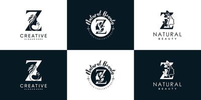 lettera logo z design collezione con natura bellezza concetto premio vettore