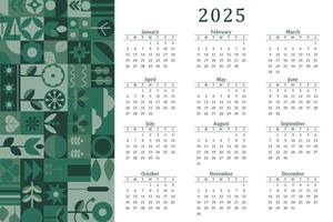 calendario 2025 moderno bauhaus settimana di partenza su Domenica pronto vettore