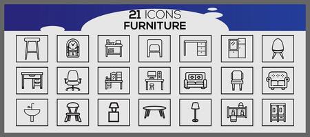 vettore mobilia e casa decorazioni impostato di icone attività commerciale e icone impostato mobilia elementi impostato