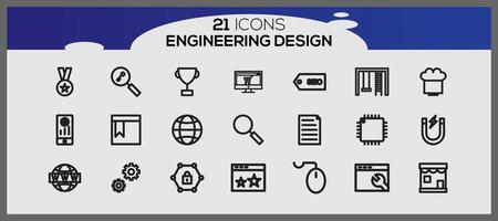 vettore vettore industria ingegneria meccanico magro linea icone fascio di ingegneria impostato icone