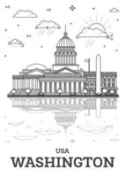 schema Washington dc Stati Uniti d'America città orizzonte con moderno edifici e riflessi isolato su bianca. illustrazione. Washington dc paesaggio urbano con punti di riferimento. vettore