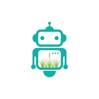 logo del robot dell'erba vettore