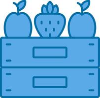 frutta scatola pieno blu icona vettore